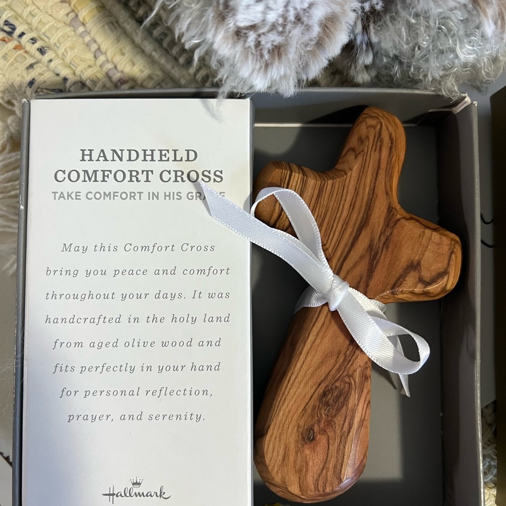 Hallmark Wooden Comfort Cross with White Ribbon